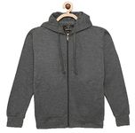 ADBUCKS Rich Cotton Full Sleeves Zipper Jacket with Hoodies for Boys (15-16 Years, Charcoal Grey)