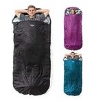 HIGHLANDER Extra Wide Rectangular Sleeping Bag For Adults - 1.6kg Lightweight Warm Snuggle Sleeping Bag