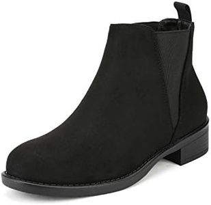 DREAM PAIRS Women's Ankle Boots Chunky Low Heel Chelsea Booties Slip On Elastic Fall Short Boots,Size 10,Black,Isabella-2