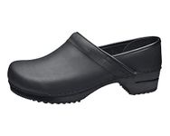 Sanita Julie Mule Clog | Original Handmade Wooden Leather Clog for Women, Size: 6 UK, Black