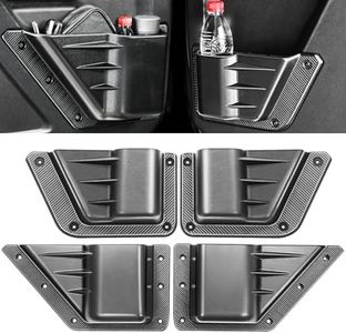 XWQZ 4PCS Front and Rear Door Storage Pockets Compatible for Ford Bronco Accessories 2025,Side Cup Holder Fit Bronco 4-Door 2021 2022 2023 2024,Interior Organizer Box Accessories,4PCS Black