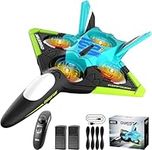 4DRC V31 Remote Control Plane 2.4Ghz Foam RC Airplanes Helicopter for Adults Kids,Spinning Drone,Gravity Sensing,Stunt Roll,Cool Light,2 Battery,Easy to Fly RC Glider for Kids & Beginners