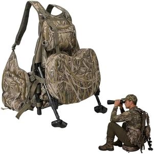 FUNHORUN Turkey Vest with Seat Cushion, Camo Turkey Hunting Vest with Adjustable Legs Kickstand, Game Pouch for Men Women