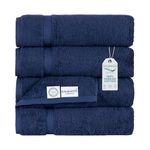 SALBAKOS Turkish Luxury Hotel and Spa Turkish Cotton, Organic, Eco-Friendly Bath Sheet (Set of 2) Bath Towel - Qty 4 Navy