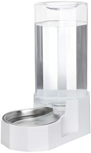 RIZZARI Automatic 9L Gravity Stainless Steel Pet Waterer, Fortunate Angular Water Feeder with Edges, Safe and Large Capacity, Suitable for Small and Medium-Sized Cats and Dogs (9L with Filter), White