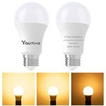 Youtime 3 Way Light Bulbs 30 70 100W Equivalent 3000K Soft White, Incandescent Replacement,A19 6/10/15w Energy Saving Safety Three Way Light Bulbs, E26 Base, 2Pack