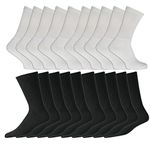 12 Pairs Mens Cotton Rich Sport Socks Work Socks Big Foot Shoe Size 12-14 (Mix (6 x Black & 6 x White))