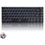 Mechanical Keyboard, USB Cable Wired Gaming Keyboard, White LED Backlit, 82 Keys Anti-Ghosting Compact Ergonomic Computer Keypad, Comfortable Durable and Quick Responsive(Brown Switches, Black)