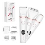 MAXGROOM 3 in 1 Lady Shaver for Women, Wet & Dry Electric Razor, IPX6 Waterproof Bikini Trimmer for Pubic Hair, LED Display, Hypoallergenic for Sensitive Skin, Facial Legs Underarms Body Groomer
