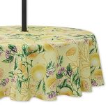 YiHomer Indoor Outdoor Tabletop for Spring Summer Decorations, Picnics and Dinner Parties - Stain and Water Resistant, Lemon Bliss, Zipper Tablecloth, 60" Round with Umbrella Hole