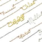 Name Necklace Silver Rose Gold | Customised Dainty Pendant Jewellery | Birthday Christmas Personalised Gift for Mothers Christmas Xmas Girls Loves (Silver)