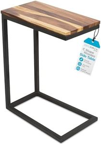 BIRDROCK HOME Acacia Wood C Shaped Side Table - Fully Assembled Narrow Wooden End Table for Sofa, Living Room, Bedroom, Bedside - Over Couch TV Tray Table for Snack, Coffee, Drinks - Natural Finish