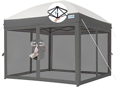 Quictent 10’x10’ Pop up Canopy Tent with Netting, One Person Instant Setup Screen House Room Tent Screened- 2 Magnetic Doors Waterproof (Gray)