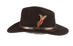 Dorfman Pacific Scala Classico Men's Crushable Felt Outback Hat, Chocolate, Large, Black
