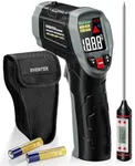 Eventek Infrared Thermometer Gun, [3 in 1] -58°F~1112°F (-50°C~600°C) Digital Laser Temperature Gun for Cooking, Pizza Oven, Grill & Engine with Adjustable Emissivity, Meat Thermometer & Bag Included