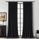QJmydeco Long Black Curtains for Living Room Black Out Drapes for Bedroom, Lush Decor Floor Length Track Linen 102 Inch Length Curtain Panels Burg Sound Deadening Thermal Patio Door (50" W x 102" L)