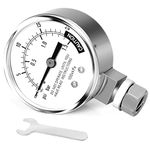 MEANLIN MEASURE Stainless Steel Pressure Cooker Gauge,0-20Psi 2" DIAL FACE 3/8" UNC steam Pressure Gauge，Pressure Tank Table (Includes Washer, Washer and nut) Lower Mount