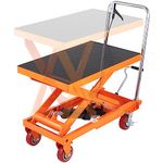 VEVOR Hydraulic Lift Table Cart, 1100lbs Capacity 35.4" Lifting Height, Manual Single Scissor Lift Table with 4 Wheels and Non-slip Pad, Hydraulic Scissor Cart for Material Handling and Transportation