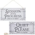 Stockroom Plus Hanging Door Sign for Therapist, Quiet Please Session in Progress (5 x 10 in, 2 Pack)