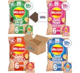 Walkers Variety Multipack Crisps (24X22g) 6x Sea Salt + 6x Cheese & Onion + 6x Salt & Vinegar + 6x Prawn Cocktail Boxed Treatz