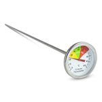 Compost Thermometer - Stainless Steel Probe - Colour Coded Temperature Guide - 50mm Dial and 500mm Stem - Home Gardening Tool