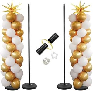 Balloon Stand - Set of 2, 56 Inch Height Adjustable Splicing Metal Pole Balloon Column Arch Stand Kits with Base for Floor,Centerpieces Balloon Tower Pillar for Birthday Party,Baby Shower,Christmas
