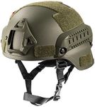 OneTigris Helmet MICH 2000, 3mm ABS Plastic Adjustable ACH Tactical Helmet with Ear Protection, Front NVG Mount and Side Rail (Olive)