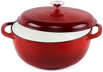 AILIBOO Enameled Cast Iron Dutch Oven - 3.7 QT Long-Lasting Non-Stick Enamel Coated Dutch Oven for Braising, Stews, Roasting, Baking, Safe across All Cooktops, Gradient Red