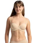 Jockey 1831 Women's Under-Wired Padded Soft Touch Microfiber Nylon Elastane Stretch Full Coverage Multiway Styling Strapless Bra with Ultra-Grip Support Band_Light Skin_34C