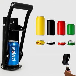 Premium Can Crusher for Recycling and Bottle Opener - 16 Oz and 12 Oz Can Crusher for Aluminum Cans, Heavy-Duty Wall-Mounted Soda Can Smasher, Mounting Screws Including (Black)