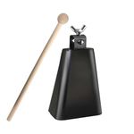Steel Cowbell with Stick, Noise Makers Hand Metal Percussion Cow Bells for Drum Set (4")