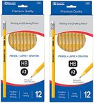 BAZIC Products Pencil #2 HB Pencils, Latex Free Eraser, Premium Wood Yellow Unsharpened Pencils for Exam School Office Sketching (12/Pack), 2-Packs