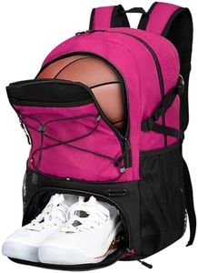 Goloni 30L Sports Backpack with Ball Compartment & Ventilated Shoe Pocket, Waterproof Lightweight Basketball Soccer Volleyball Bag for Youth Boys Girls Men Women,Rose