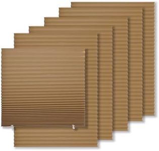 MYshade 12 Pack Temporary Blackout Paper Shades for Windows,Paper Pleated Blinds with Adhesive,No Tools No Drilling Free Cut Size Temporary Room Darkening Shades(Brown, 48" W x 72" H)