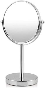 Ovente Table Top Makeup Mirror 6 Inch 1X 7X Magnified 360 Adjustable Double Sided Lightweight Standing Circle Large Decorative Desk Bathroom Shaving Portable Personal Kids Nickel Brushed MNLT60BR1X7X