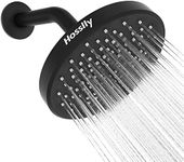 Hosslly 6" Matte Black Adjustable Rainfall Shower Head, High Pressure with Anti-Clogging Silicone Nozzles, 360 Adjustable Angles, Water Saving, Eco-Friendly