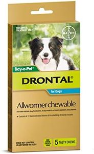 Drontal Allwormer Chews for Dogs 3-10kg, 5 Pack, 5 chews