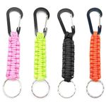 ONTRJIYG 4 Pcs Braided Rope Keychain Nylon Rope Woven Keychain Ring Paracord Keyring Braided Kit Lanyard Keychain with D-Ring Hook Suitable for Outdoor Hiking Camping