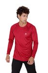 Big Button Men's Round Neck Dynamic Dry Fit Full Sleeves Gym Sports Tshirt Red