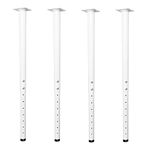 Jahof Adjustable Table Legs 22-36 inch (55-90cm), Metal Desk Legs with Screws, Furniture Legs for Tabletops, DIY Desk, Home and Office, Ø42/38mm, Set of 4 (White)