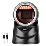 Tera Pro Omnidirectional Barcode Scanner 2D QR Desktop Handsfree, Adjustable Scan Head, Wired Automatic Platform Scanner with USB Cable for Market Retail Store Mobile Screen Payment 9100