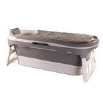 Luv Lap Super Large Mother & Baby Bath Tub, Folding Type Bathtub for Adults and Kids 140 X 60 X 57.5 cm with Temperature Meter (Grey)