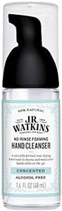 J.R. Watkins No-Rinse Foaming Hand Cleanser – Hand Soap in Pump Dispenser – Bathroom & Kitchen Foam Cleaner – All Natural, Alcohol Free, Unscented, 1.6 fl. Oz., Single