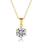 Mejewri Moissanite Pendant Necklace for Women Sterling Silver Necklace with D Color VVS1 Clarity Gold Plated 2ct