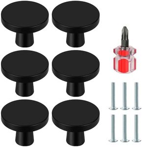 Ainiv 6 Pièces Boutons de Porte, Boutons de Meubles en Noir, Boutons Armoire Ronds, Boutons de Tiroir en Noir, Poignees de Porte de Cuisine pour Commode, Armoire, Meuble, Placard, avec Tournevis