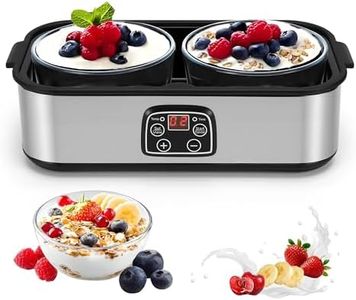 MEKOTRIN Yogurt Maker with 2 Glass Jars - 2L Electric Yoghurt Maker Stainless Steel Machine with LED Display, Adjustable Temp & Timer, for Making Organic Yogurt, Natto, Homemade