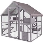 X-Zone Catio Outdoor Cat Enclosure Large for Multiple Cats Wooden Cat House Outdoor Cat Concrete Cat Run Weatherproof
