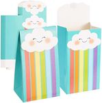 BLUE PANDA 24 Pack of Rainbow Goodie Bags with Stickers for Birthday Supplies, Rainbow Party Favors, Treats, Candies, Baby Shower Decorations (Turquoise, 6.5 x 4 x 3 Inches)