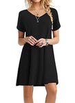 WEACZZY Women's Summer Casual Tshirt Dresses Beach Loose Dress with Pockets (Black, Large)