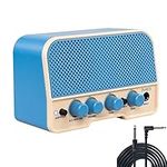 Mini Electric Guitar Amp Combo Include 10ft Guitar Cable,Protable 5W Small Electric Guitar Amplifier Rechargeable with Two Channels Bluetooth Headphone Jack(Blue)